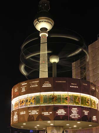 Weltzeituhr bei Nacht Foto 