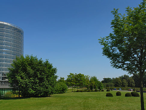 Gläserne Manufaktur mit Wiese Foto 